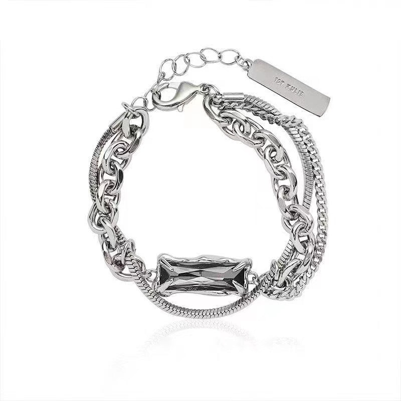 Brazalete de acero de titanio de empalme apilado de doble capa al por mayor